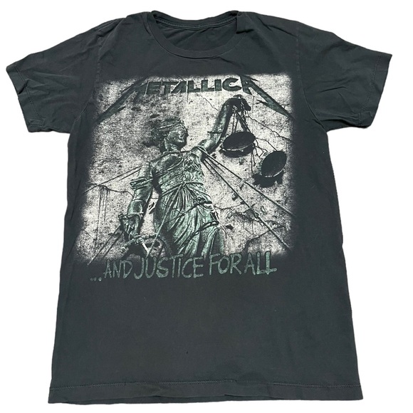 Tops - Metallica Justice for All Rock Band Graphic TShirt Black Y2K Short Sleeve Womens